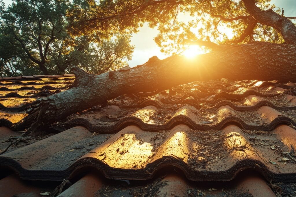 storm damaged tiled roofing in Hobart