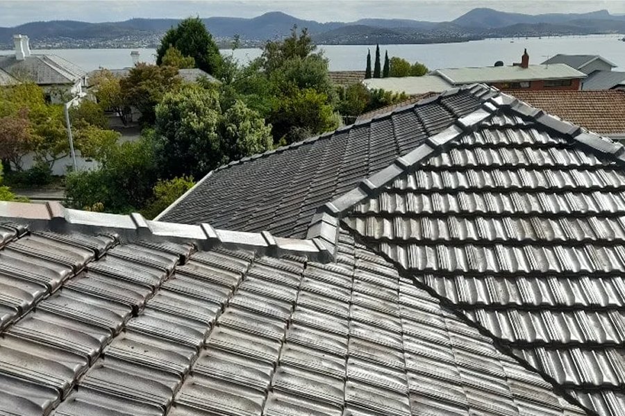 Newly restored roof showing ridge cap